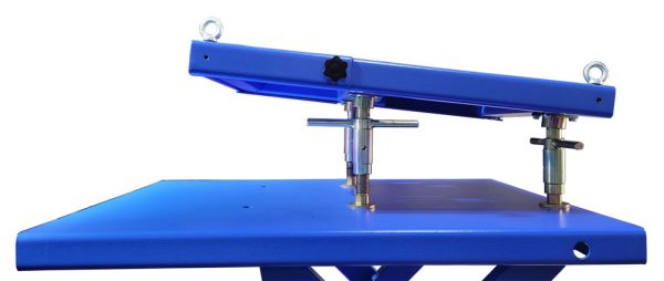 The iDEAL LT-PT3300DC-X is a 3,300 lb. portable, high-rise commercial / industrial grade 12V DC battery powered electric-hydraulic lift table, incorporating a multi-adjustable powertrain platform primarily designed to assist with controlled lifting & lowering tasks to safely remove, replace or service heavy vehicle powertrain components such as engines, transmissions, drive-axle & transaxle assemblies, or other similar heavy components. The LT-PT3300DC-X comes standardly equipped with a durable powertrain platform that includes extendable length, tilt & height adjustments, while also incorporating a fully operational remote hand controller & control box panel buttons for dual operational control operations. Also included is a high quality deep-cycle 12V DC sealed battery, integrated battery charger and 12V DC auxiliary outlet port. In addition, the iDEAL Powertrain 3300 lb. lift table comes standard with a pallet jack dolly with poly casters, leg support stands, front locking swivel & directional poly casters, tool tray, double lift scissors, powerful DC electric motor, dual hydraulic cylinders, tie-down anchors, and heavy duty ratchet strap. Optional Accessories include a ‘quick mount’ PT Support Stand Kit & 12V DC LED Spot Light with magnetic base. - Image 11