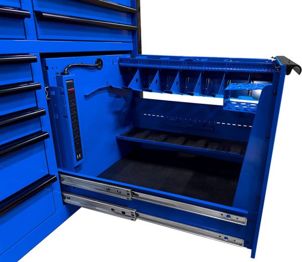 Extreme Tools RXQ Series 84" 16-Drawer Roller Cabinet - Black w/Blue Drawer Pulls - Image 2