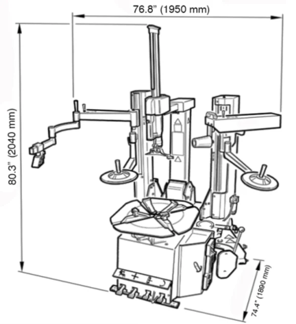 CEMB SM645HPA High Performance Tilt Back Tire Changer with Press Arm & Help Arm - Image 3