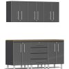 Ulti-MATE Garage Cabinets 2.0 Series Grey Metallic 7-Piece Set with Bamboo Worktop