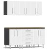 Ulti-MATE Garage 2.0 Series White Metallic 7-Piece Set with Bamboo Worktop
