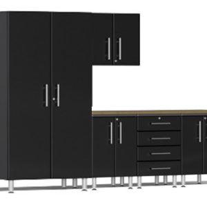 Ulti-MATE Garage 2.0 Series Black Metallic 6-Piece Set with Bamboo Top