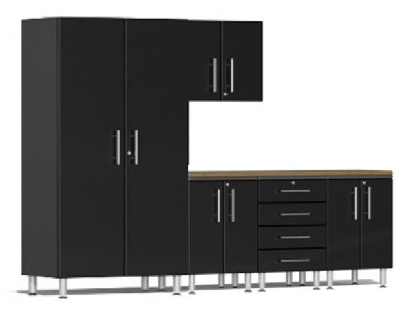 Ulti-MATE Garage 2.0 Series Black Metallic 6-Piece Set with Bamboo Top
