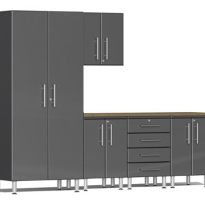 Ulti-MATE Garage 2.0 Series Grey Metallic 6-Piece Set with Bamboo Top