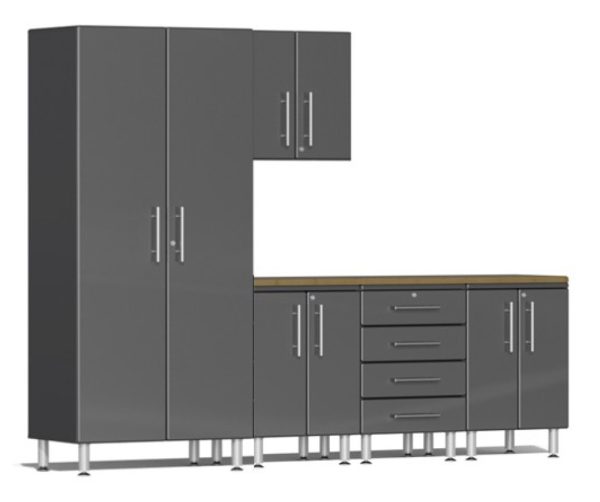 Ulti-MATE Garage 2.0 Series Grey Metallic 6-Piece Set with Bamboo Top