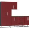 Ulti-MATE Garage Cabinets 2.0 Series Red Metallic 6-Piece Set with Bamboo Top