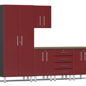 Ulti-MATE Garage 2.0 Series Red Metallic 6-Piece Set with Bamboo Top