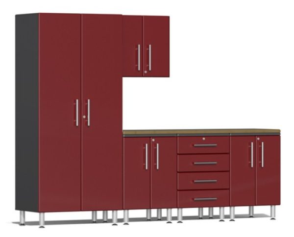 Ulti-MATE Garage 2.0 Series Red Metallic 6-Piece Set with Bamboo Top