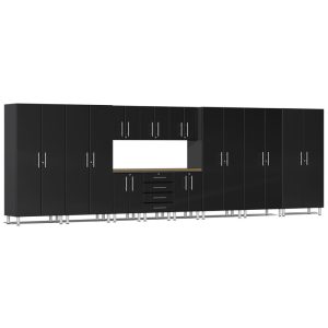 Ulti-MATE Garage 2.0 Series Black Metallic 12-Piece Set with Bamboo Worktop
