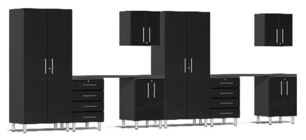 Ulti-MATE Garage 2.0 Series Black Metallic 10-Piece Set with Dual Workstation