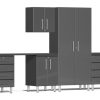 Ulti-MATE Garage Cabinets 2.0 Series Grey Metallic 10-Piece Set with Dual Workstation