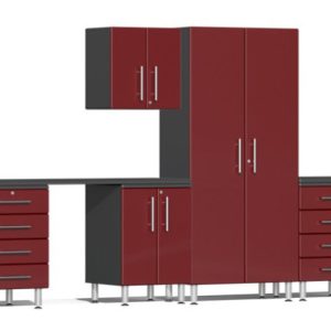 Ulti-MATE Garage 2.0 Series Red Metallic 10-Piece Set with Dual Workstation