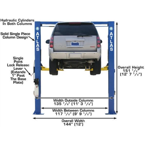 Atlas OHX10000X Commercial Grade Extra Tall 10,000 lb. Capacity 2-Post Lift - Image 5