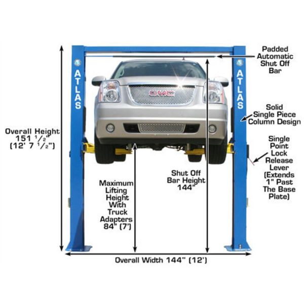 Atlas OHX10000X Commercial Grade Extra Tall 10,000 lb. Capacity 2-Post Lift - Image 6