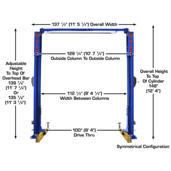Atlas Platinum PVL10 ALI Certified 10,000 lb. Capacity 2-Post Lift - Image 2
