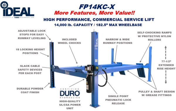 iDeal FP14KC-X 14,000 lb Closed Front, Cable Driven 4 Post Service Lift - Image 12