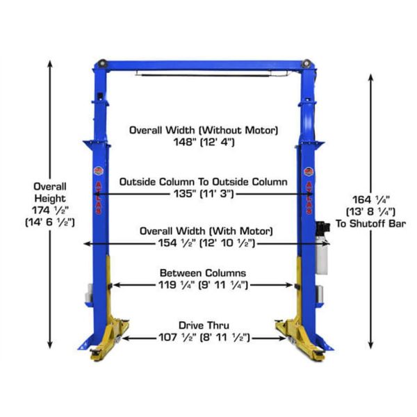 Atlas Platinum PVL15 ALI Certified Commercial Overhead 15,000 lb. Capacity 2-Post Lift - Image 13
