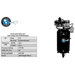 Atlas 5HP 80 Gallon Air Compressor w/Mag Starter