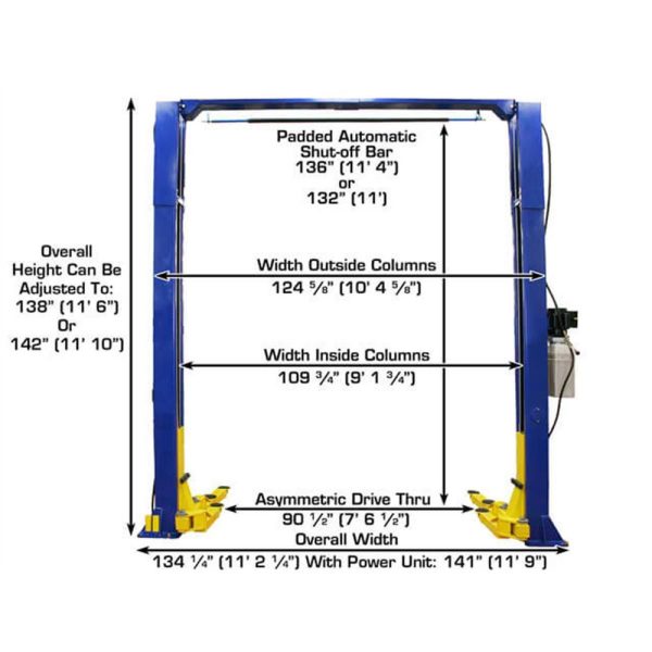 Atlas 9KOHX Overhead 9,000 lb. Capacity 2-Post Lift - Image 2