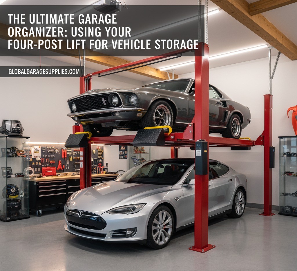 The Ultimate Garage Organizer: Using Your Four-Post Lift for Vehicle Storage 2